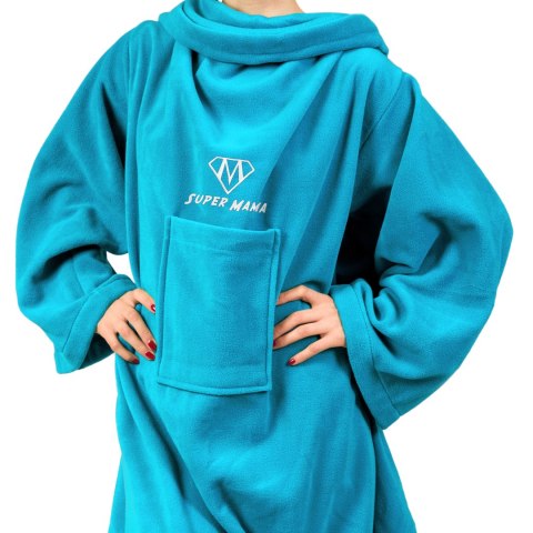 Kocyko-szlafrok "Super Mama" Niebieski