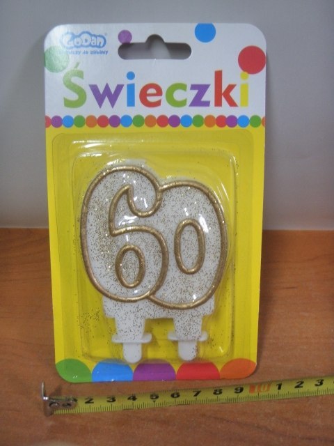 Świeczka cyferka ''60'' 8cm