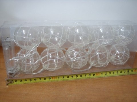 Lampki/bombki 10szt. przezroczyste z brokatem na baterie | XMD-16052