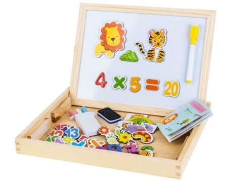 Tablica drewniana magnetyczno-kredowa + akcesoria | TA0072