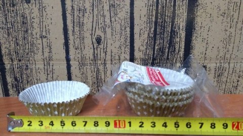 Foremki papierowe 60szt. do muffinek 50x25mm ZŁOTE W GWIAZDKI | 23-33