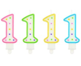 Świeczka cyfra ''1'' z kropeczkami