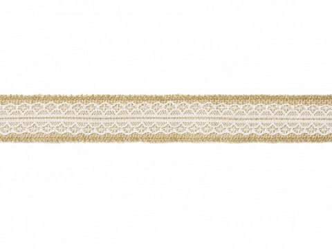 Wstążka jutowa z koronką 4cm x 5m | TJ4-4
