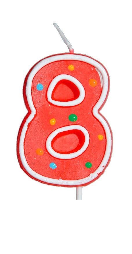 Świeczka 12szt. urodziny ''8'' KROPKI
