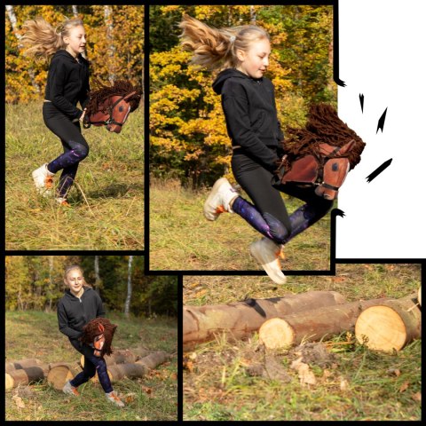 Zestaw Skippi - Hobby Horse Bursztyn i przeszkoda do skakania 135 cm