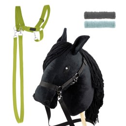 Zestaw Skippi - Hobby Horse czarny i dodatkowy kantar - jasny zielony