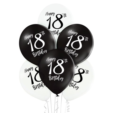 Balony 30 cm "18" urodziny 6 szt.