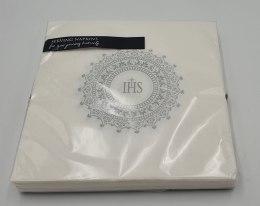 Serwetki Komunijne IHS 33x33cm 20szt. srebrny | SP33-63-018