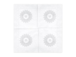 Serwetki Komunijne IHS 33x33cm 20szt. srebrny | SP33-63-018