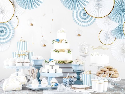 Talerzyki papierowe w kolorze białym ze złotymi brzegami 18,5 cm 6 szt.