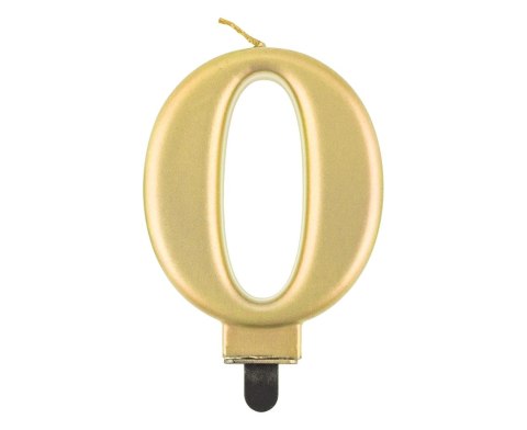 Świeczka cyfra 0 urodziny, metalik złota