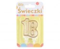 Świeczka cyferka ''18'' złoty kontur