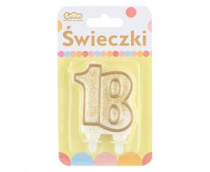 Świeczka cyferka ''18'' złoty kontur