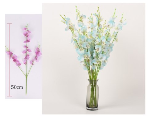 Kwiat sztuczny ORCHIDEA 10szt drobna na łodydze 3-ramienna 50 cm mix KCR-102A,B,C,D,G