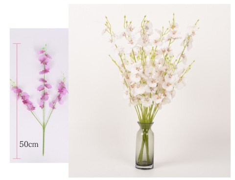 Kwiat sztuczny ORCHIDEA 10szt drobna na łodydze 3-ramienna 50 cm mix KCR-102A,B,C,D,G