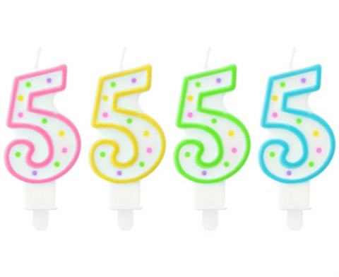 Świeczka cyferka kropeczki "5"