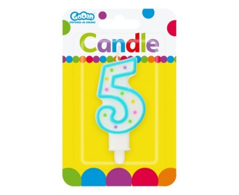 Świeczka cyferka kropeczki "5"