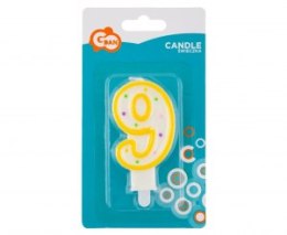 Świeczka cyferka z kropeczkami 9 7,5 cm