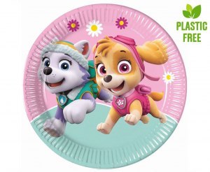 Talerzyki papierowe Paw Patrol Skye & Everest 23cm 8szt. (plastic-free)