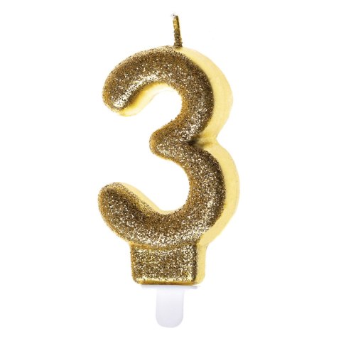 Świeczka urodzinowa brokat złota 3