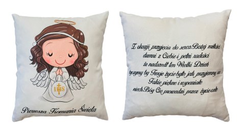Poduszka dwustronny nadruk Komunia Święta dziewczynka