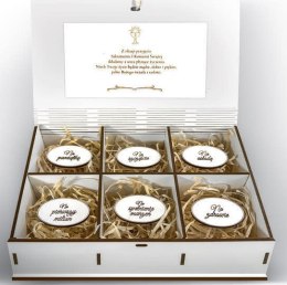 Kasetka duża dzielona na 6 części 15 x 22,5 cm KOMUNIA ŚW RÓŻOWA