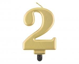 Świeczka B@C cyferka 2 złota
