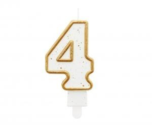 Świeczka B&C cyferka "4", złoty kontur