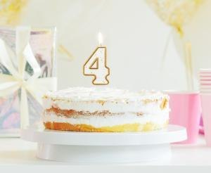 Świeczka B&C cyferka "4", złoty kontur