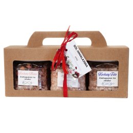 Zestaw prezentowy dla Mamy i Taty w ozdobnym opakowaniu - sól himalajska + płatki róż + kwiat lawendy DIL-PH-SÓL-MT-ZES-03