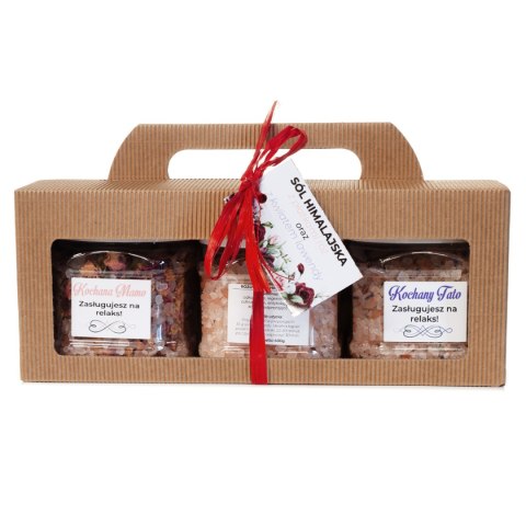 Zestaw prezentowy dla Mamy i Taty w ozdobnym opakowaniu - sól himalajska + płatki róż + kwiat lawendy DIL-PH-SÓL-MT-ZES-03