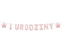 Girlanda papierowa "1 URODZINY" różowa 1,5 m. BF-BURR