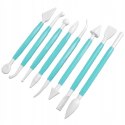 Zestaw szpatułek plastikowych do modelowania zdobienia tortów masy cukrowej 8el 16cm niebieskie CAC-107