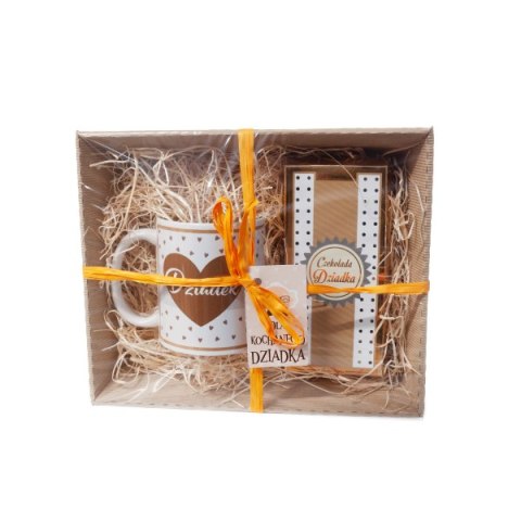 Zestaw prezentowy DLA DZIADKA Kubek i czekolada z motywem kropeczek