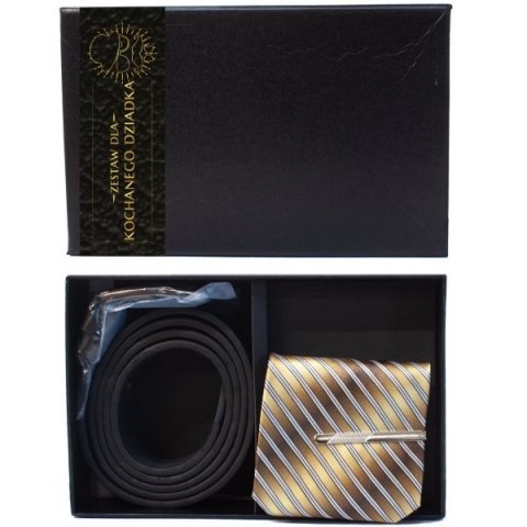 Zestaw upominkowy Dla Dziadka . Pasek i krawat w opakowaniu prezentowym. 21 x 13.5 x 5.5 cm