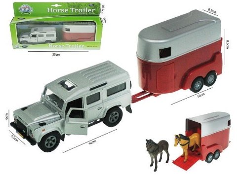Auto Land Rover 13cm z napędem z przyczepą do transportu koni