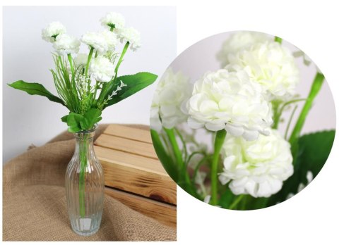 Bukiet 2szt GOŹDZIK wys. 38 cm 6 łodyg (9 kwiatów 4,5 cm) BIAŁY KMD-2410A