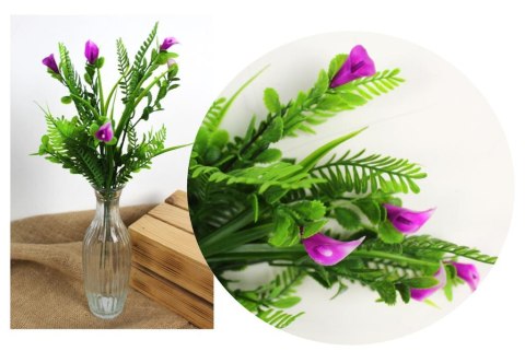 Bukiet 2szt sztuczny kalia drobna 37 cm 5 łodyg (główka 2,5x1,5 cm) FIOLETOWY MZ-068D