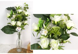 Bukiet RÓŻA z czosnkiem wys. 55 cm 7 róż (8x6 cm) z dodatkami BIAŁA WT-162A