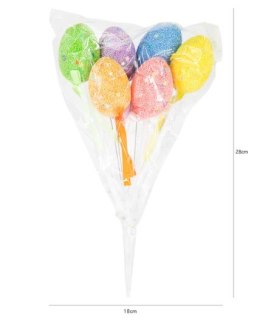 Dekoracja wielkanocna Pisanki na piku mix kolorów 6szt. 149003