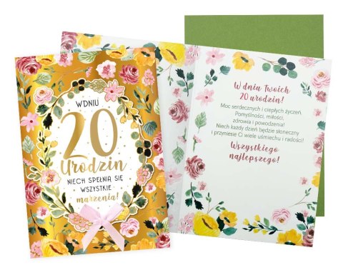 Karnet Urodziny 20 (cyfry, kwiaty) DK-1174
