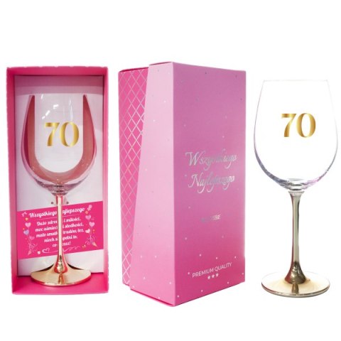 Kieliszek do wina 500 ml ze złotą nóżką "70 "
