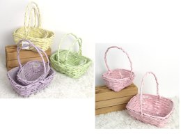 Kosz wiklinowy pastelowy z folią 2szt. mix kolor CR2066-MIX