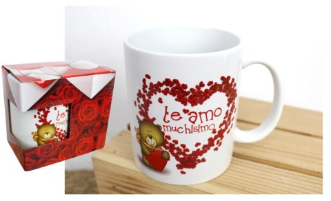 Kubek ceramiczny w pudełku LOVE 9,5 x 8cm mix MUC-2402
