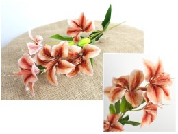 Kwiat 5szt LILIA 3D PRINT wys. 73 cm (5 kwiatów 10x6 cm, 2 pąki) - pomarańczowa MZ-037B