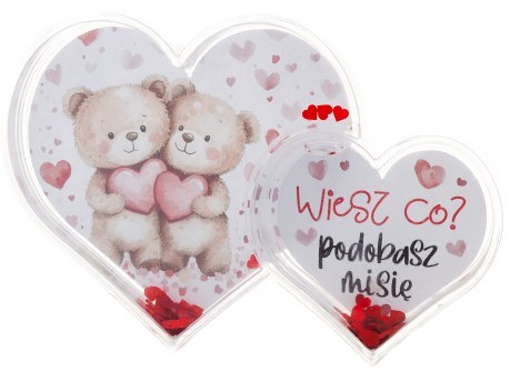Ramka z brokatem podwójne serce "Wiesz co? podobasz misię"