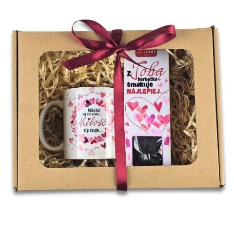 Zestaw KUBEK + HERBATA - dla zakochanych - Walentynki - Serca 3357-WAL5