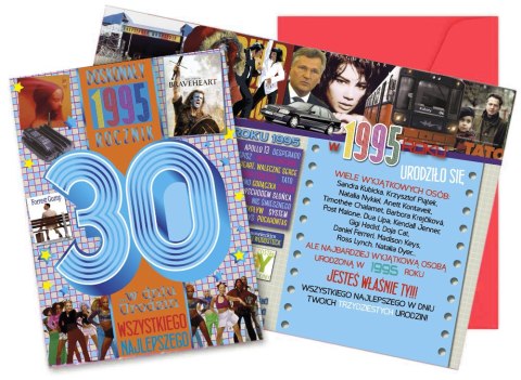 Karnet Urodziny 30 (cyfry, roczniki) 2025 V-117