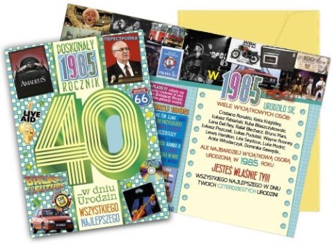 Karnet V-118 Urodziny 40 (cyfry, roczniki) 2025 V-118
