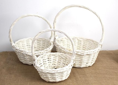 Koszyki wiklinowe kpl. 3 szt BIAŁE SN55550